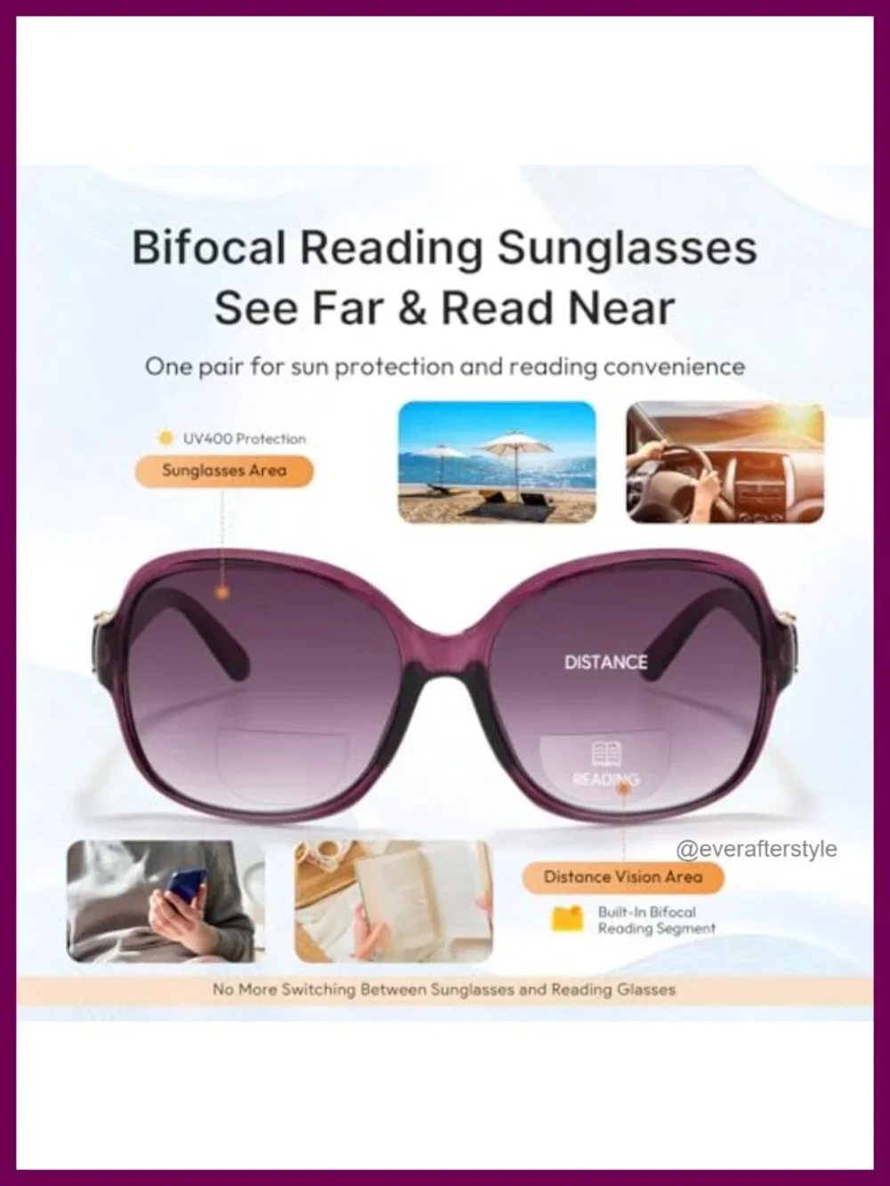 Bifocal Reading Sunglasses Women Oversized UV400 Square Readers